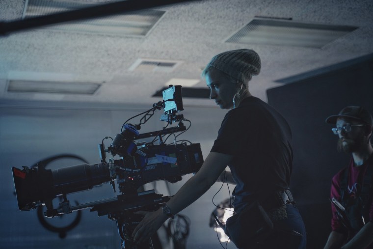 Director of photography Halyna Hutchins on the set of "Archenemy" on Dec. 17, 2019, in Los Angeles.