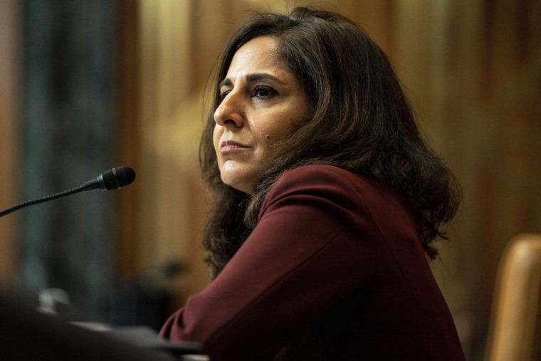 Image: Neera Tanden appears before a Senate Committee on the Budget hearing on Capitol Hill on Feb. 10, 2021.