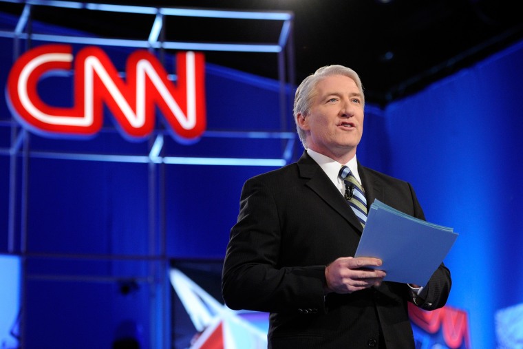 CNN correspondent John King talks to the audience before moderating a Republican Presidential debate at the Mesa Arts Center on Feb. 22, 2012 in Mesa, Ariz.