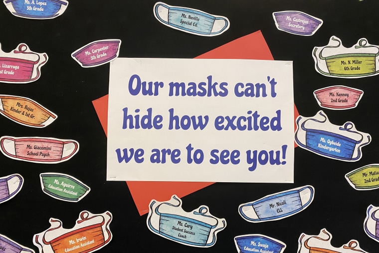 Image: A sign proclaiming their excitement to see students, despite masks, spoke for the staff of Witch Hazel Elementary in Hillsboro, Oregon. Staff members were proud of how they'd worked together to get through the many challenges of the 2020-21 school