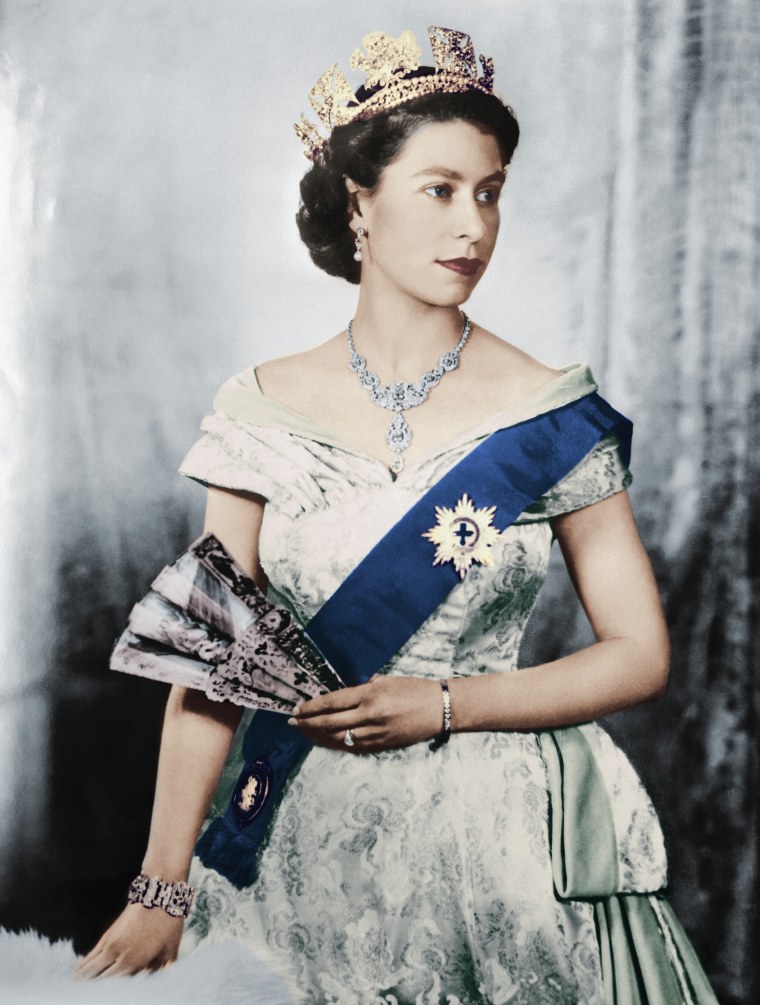Queen Elizabeth II on April 15, 1952, to mark her accession and coronation.