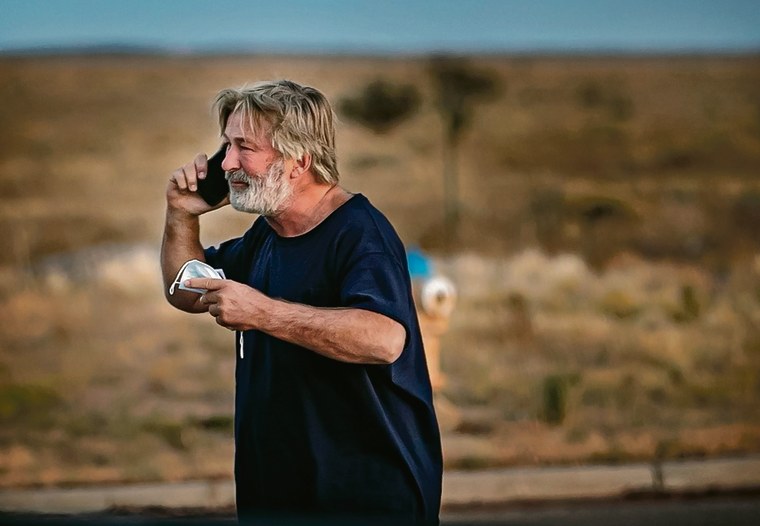 Alec Baldwin is pictured in the parking lot outside the Santa Fe County Sheriff's offices on Thursday.