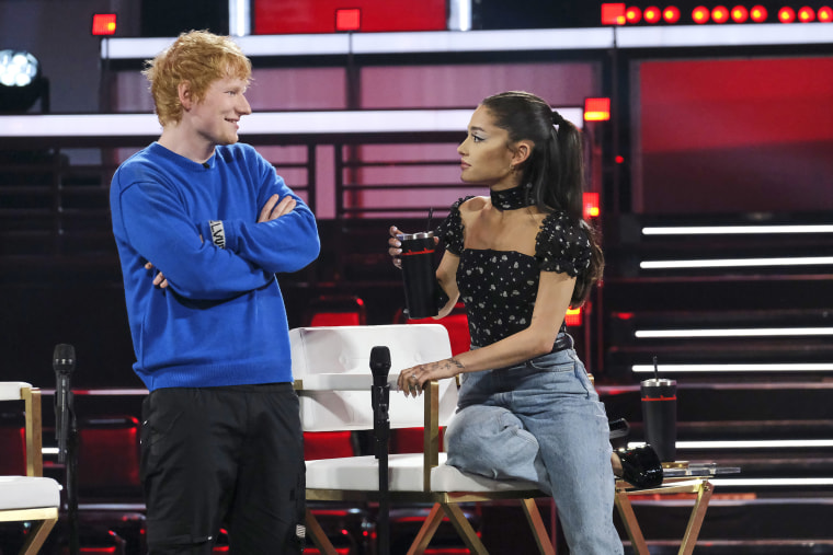 Ed Sheeran and Ariana Grande on "The Voice"