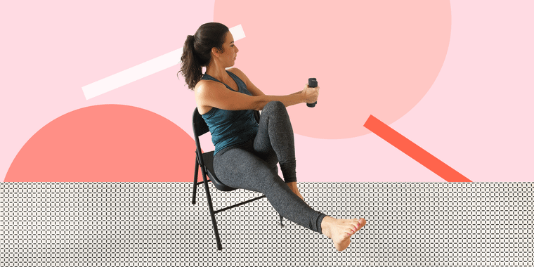 Animated photos of woman working out while sitting