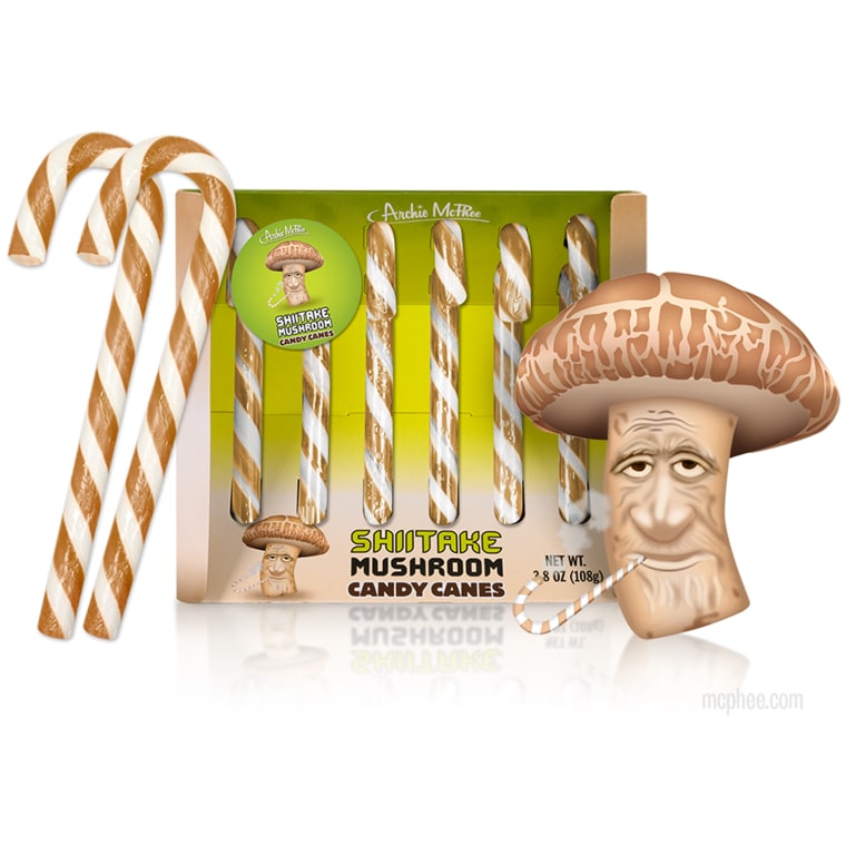Archie McPhee's shiitake mushroom-flavored candy canes.