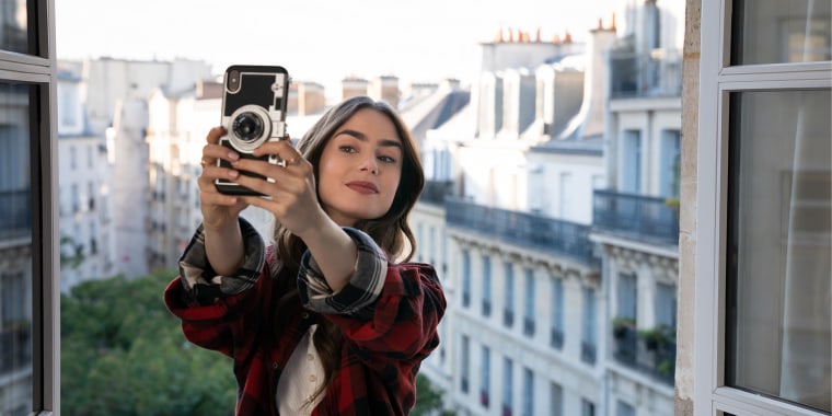Lily Collins as Emily in the pilot episode of "Emily in Paris," which came out in 2020.