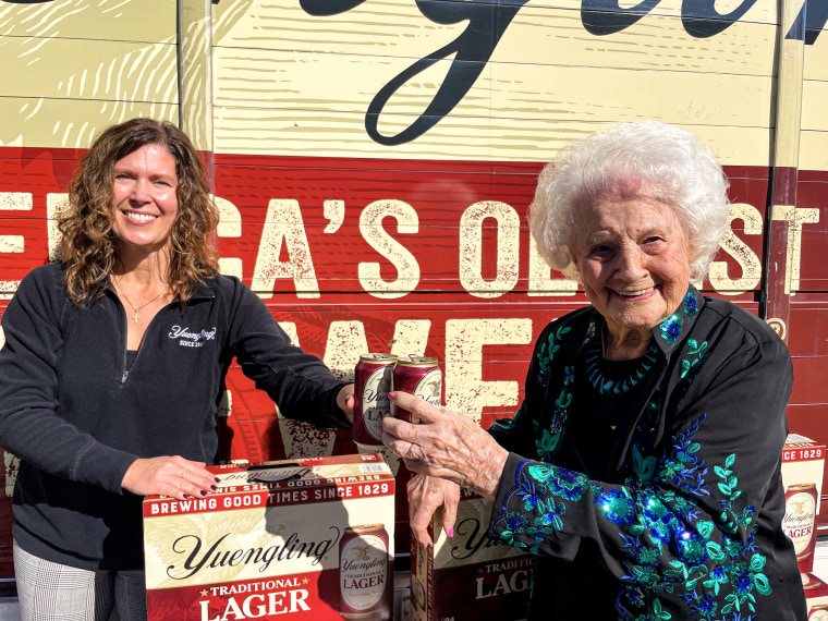 Debbie Yuengling and Margaret Dilullo crack open a couple of cold ones.