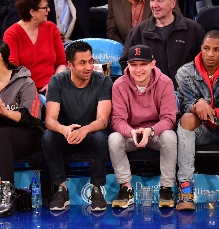 Kal Penn and guest attend Los Angeles Clippers v New York Knicks game at Madison Square Garden on March 24, 2019.