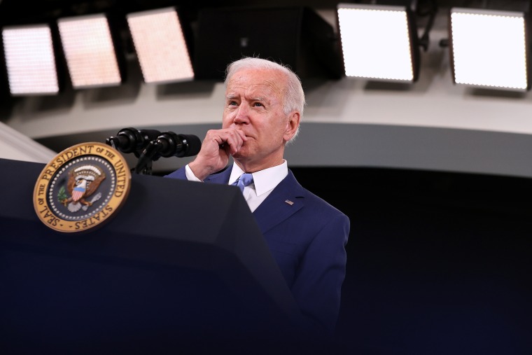 Image: President Joe Biden speaks at the Eisenhower Executive Office Building in Washington on Oct. 8, 2021.