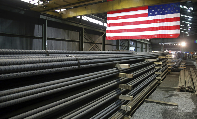 Image: Steel rods produced in St. Paul, Minn. await shipment in 2019.
