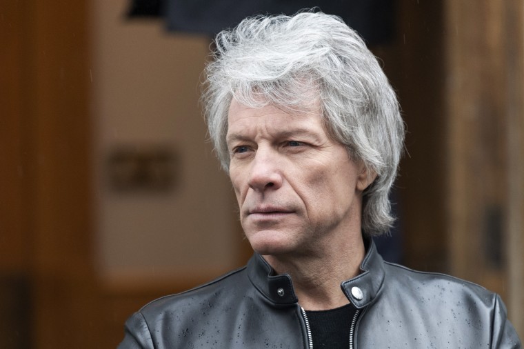 Jon Bon Jovi waits to greet Prince Harry at Abbey Road Studios on Feb. 28, 2020, in London.