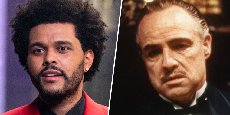 The Weeknd alongside the big screen Don Corleone.