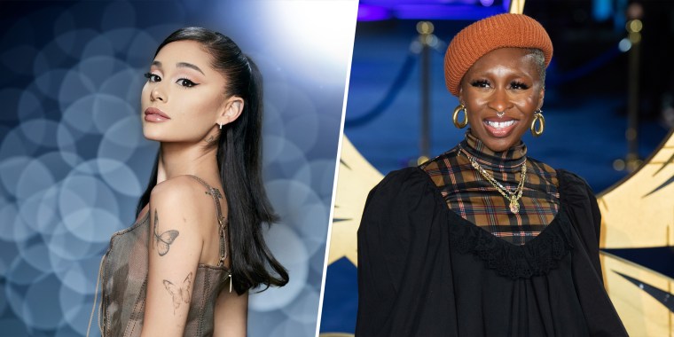 A film adaptation of the 2003 Broadway musical "Wicked" is in the works at Universal Pictures. It will star Ariana Grande (left) and Cynthia Erivo (right).