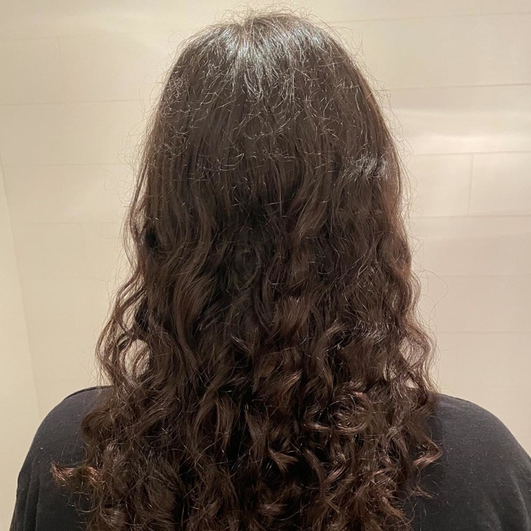 Back of Writer Abigail Barrs hair after using the JVN hair care products