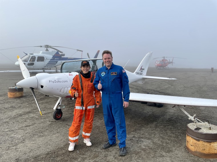 Rutherford (left) said she's passionate about aviation, science, technology and math, and hopes to encourage more young women to take to the skies or pursue STEM careers.