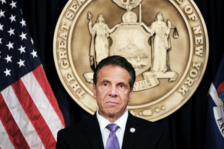 Gov. Andrew Cuomo holds a news conference in New York on May 5, 2021.