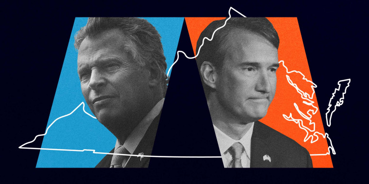 Illustration of Virginia gubernatorial candidates Terry McAuliffe and Glenn Youngkin.