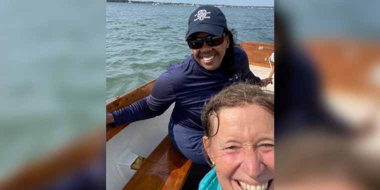 Alicin Reidy Williamson, back, sailing with her sister-in-law Whitney.