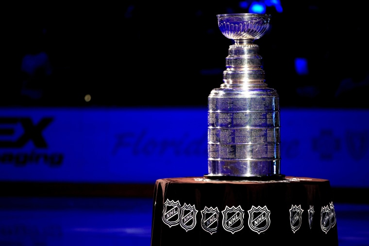 The Stanley Cup is shown before the first period of a game between the Tampa Bay Lightning and the Pittsburgh Penguins on Oct. 12, 2021, in Tampa, Fla.