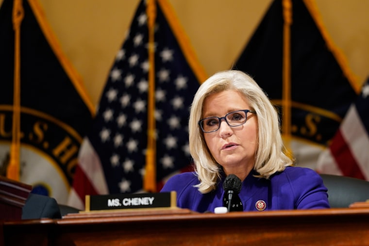 Rep. Liz Cheney, R-Wyo., speaks before a vote on Capitol Hill on Oct. 19, 2021.