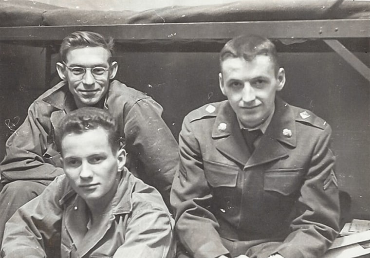 A self portrait of Brett Ketteler, right, George Wilson, bottom, and Gene Smith, left, while stationed in Freidberg, Germany, March 1954.