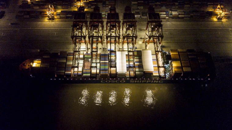 Image: A Cosco Shipping Lines Co. container ship in the Yangshan Deepwater Port in Shanghai, China, in 2019.