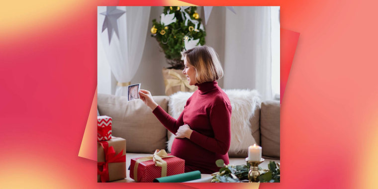 Pregnant woman with gifts