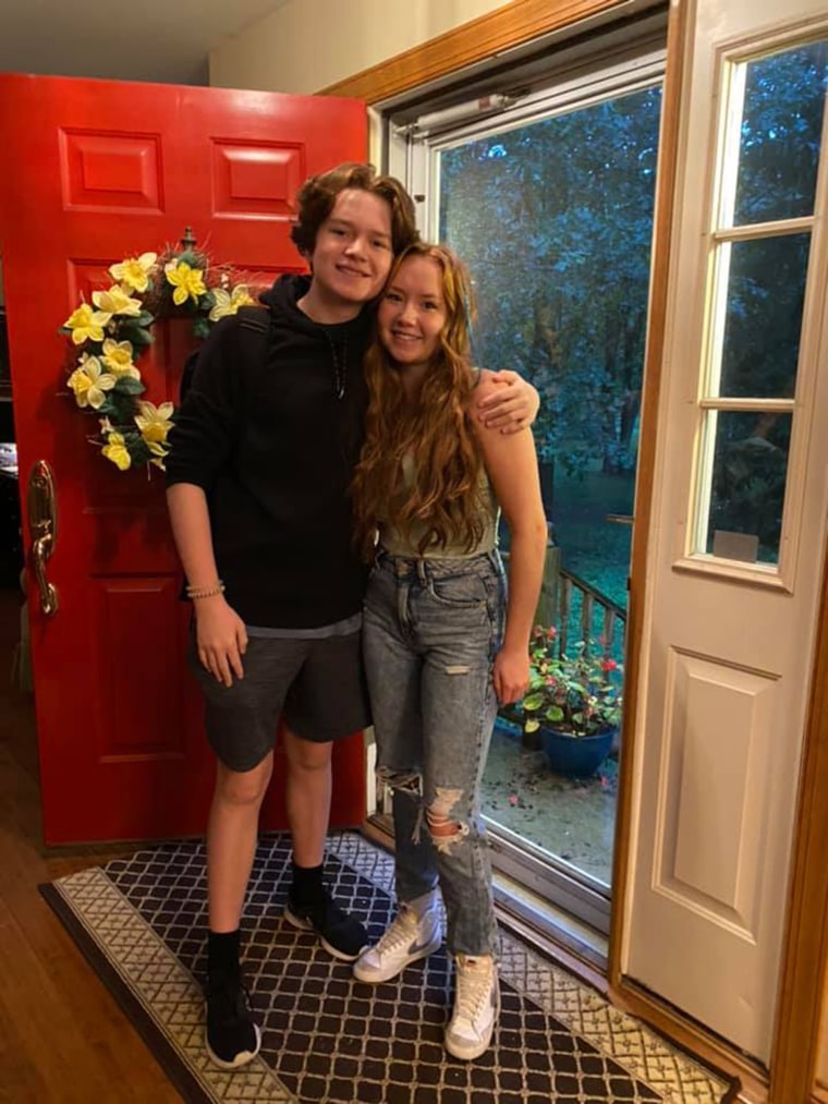 Genevieve Rickey, 16, and her younger brother Andrew are attending their first year of in-person high school in Voorhees, New Jersey, this year. 