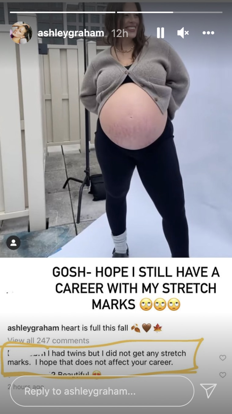 Ashley Graham responded to a comment about her stretch marks. 