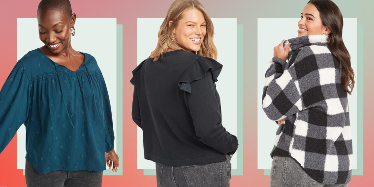Three different Woman wearing items on sale at Old Navy for Black Friday