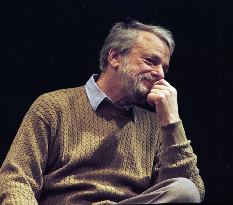 Sondheim onstage during an event in Michigan in 1997. 