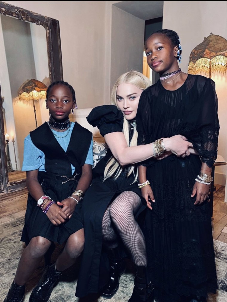 Madonna with her twins Estere and Stella.