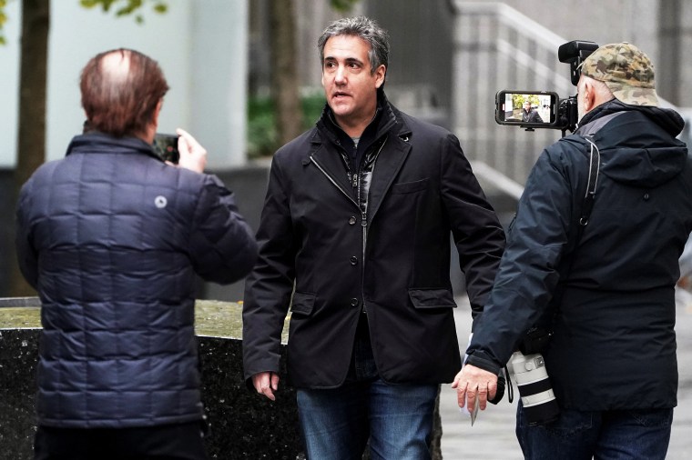 Michael Cohen leaves federal court in New York on Nov. 22, 2021.