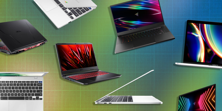 Illustration of different laptops on sale for Black Friday