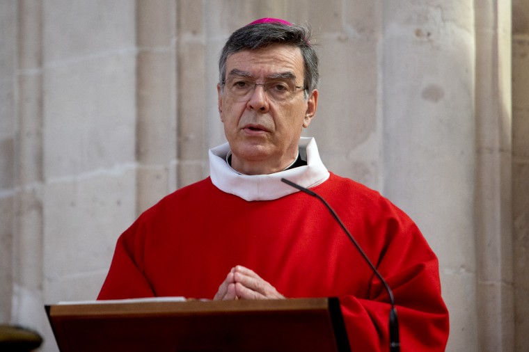 Archbishop of Paris Michel Aupetit at the Saint-Germain-l'Auxerrois church in Paris in April. 