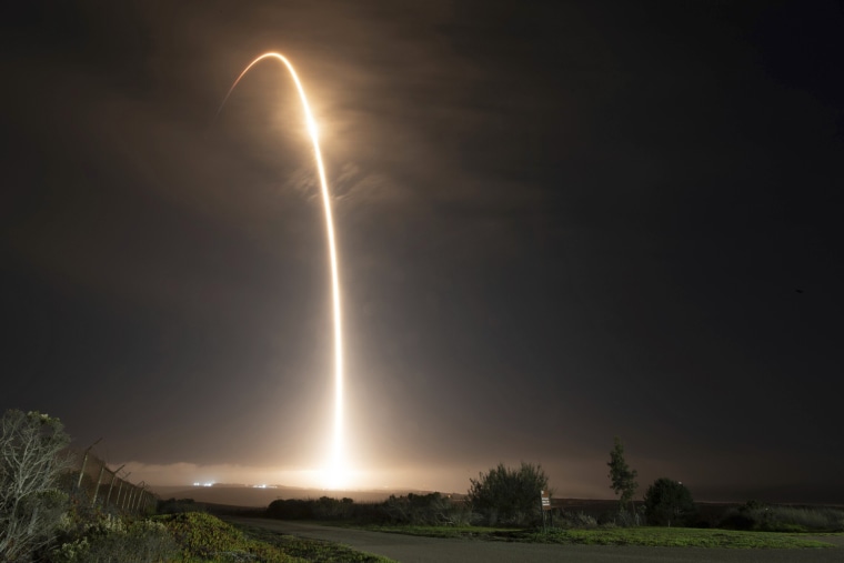 The SpaceX Falcon 9 rocket launches with the Double Asteroid Redirection Test, or DART, spacecraft onboard, on Nov. 23, 2021, from Vandenberg Space Force Base in California.