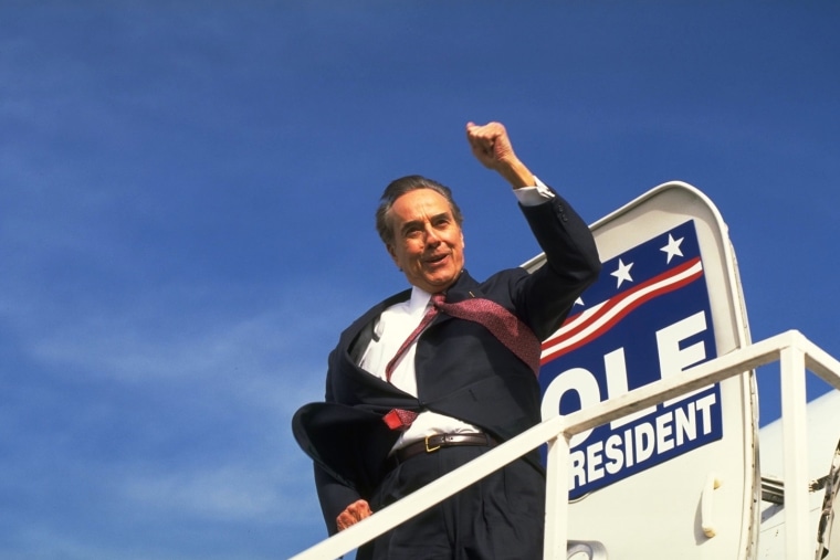 Sen. Bob Dole, R-Kan., appears in Colorado for his presidential campaign in 1996.