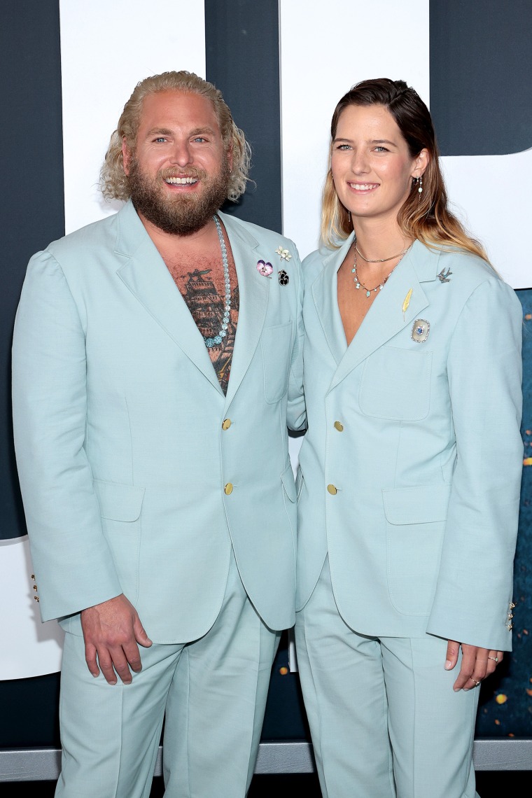 Jonah Hill, girlfriend Sarah Brady wear matching suits at premiere