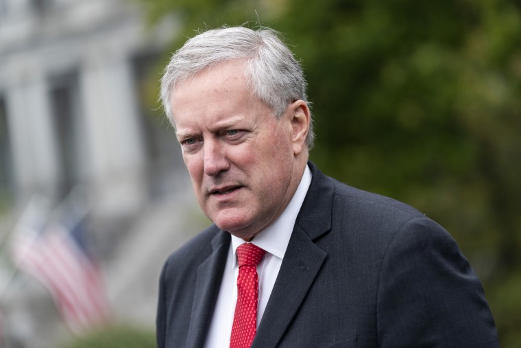 Mark Meadows speaks outside of the White House on Oct. 21, 2020.