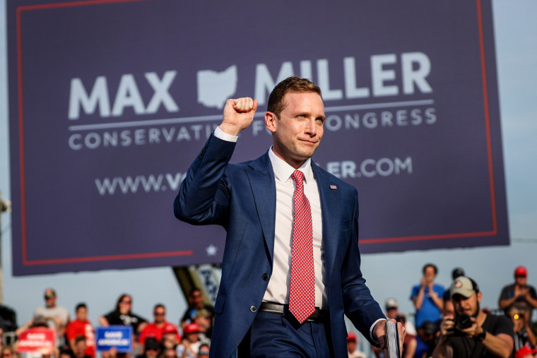 Max Miller arrives at a rally with former President Donald Trump at the Lorain County Fairgrounds on June 26, 2021 in Wellington, Ohio.