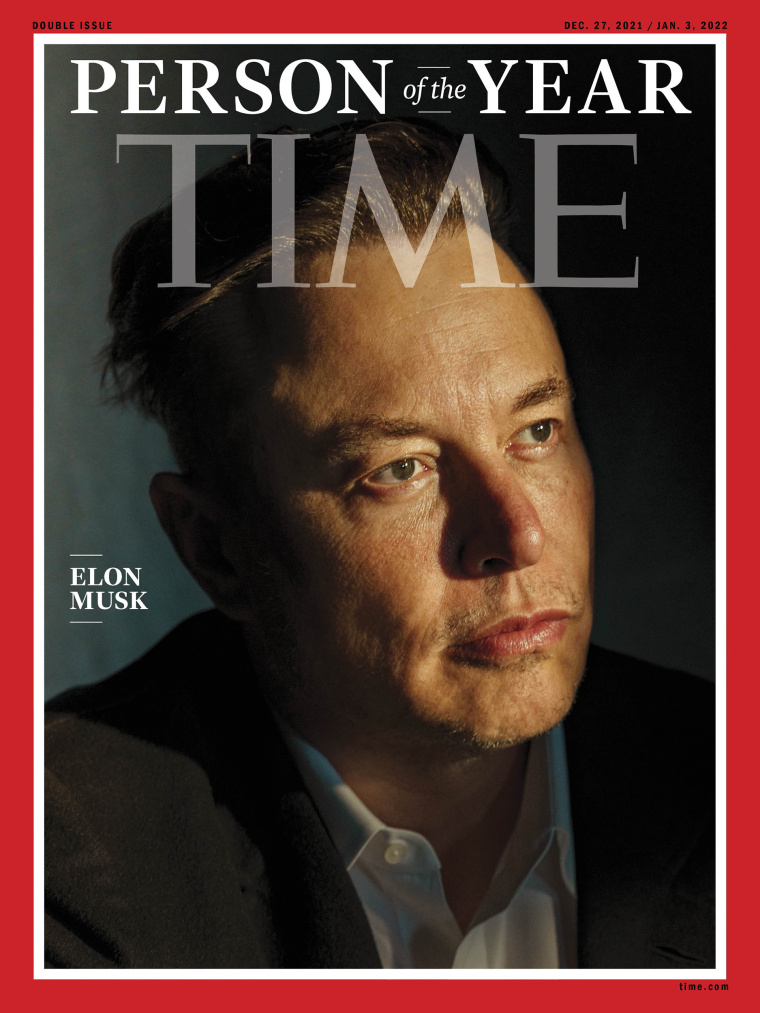 Elon Musk covers Time magazine's 2021 Person of the Year issue.