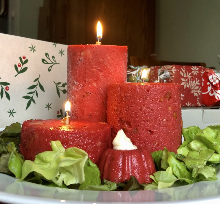 Hellman’s Cranberry Candles served as they are meant to be: on fire.