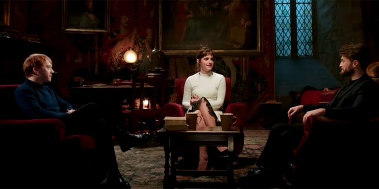 Daniel Radcliffe, Emma Watson and Rupert Grint reminisce in the upcoming special "Harry Potter: 20th Anniversary Return to Hogwarts.”