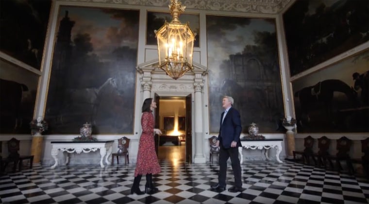 The entrance hall of Althorp is filled with centuries-old art and elaborate details. 