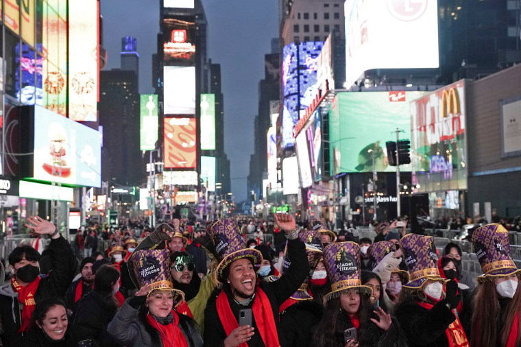 Image: New Year's Eve celebrations in Times Square in the Manhattan borough of New York City