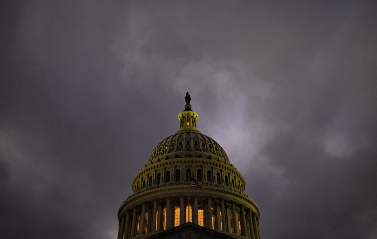 Dusk falls over the U.S. Capitol on Dec. 20, 2020.