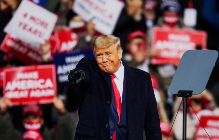Then-President Donald Trump speaking to supporters during a rally on Oct. 31, 2020, in Montoursville, Pennsylvania.
