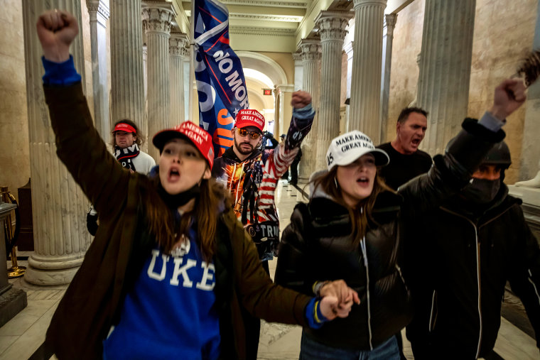 Supporters of President Donald Trump protest inside the U.S. Capitol on Jan. 6, 2021.