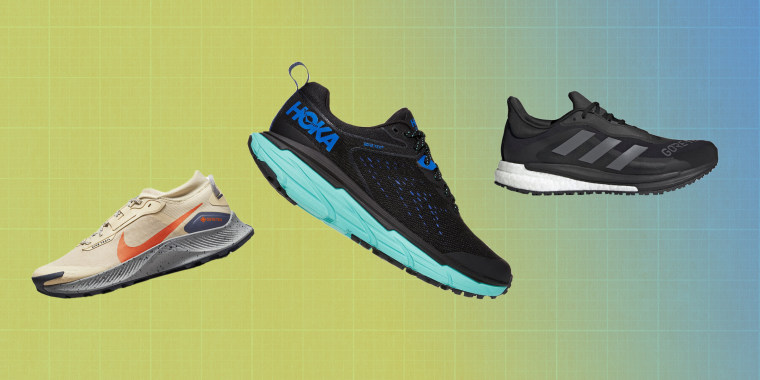 When shopping for water-resistant running sneakers, experts said to look for shoes made with materials like GORE-TEX, rubber and more.