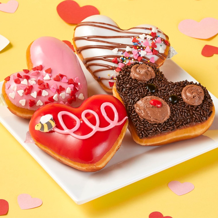 The new Valentine’s Day doughnut collection comes in a box designed with built-in pop-out Valentine cards!